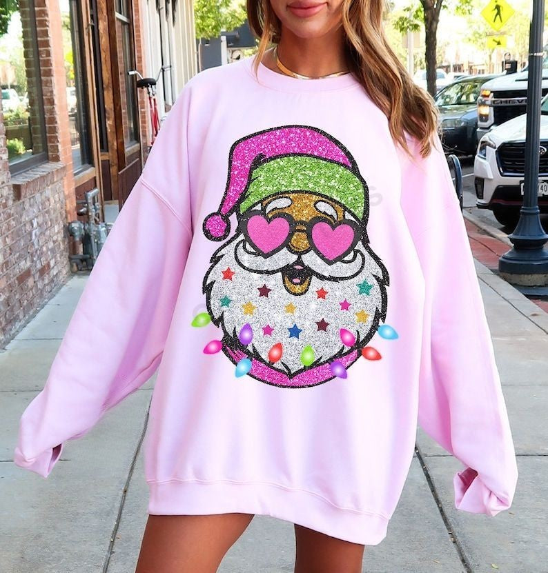 Colorful Santa Sunglasses Sweatshirt