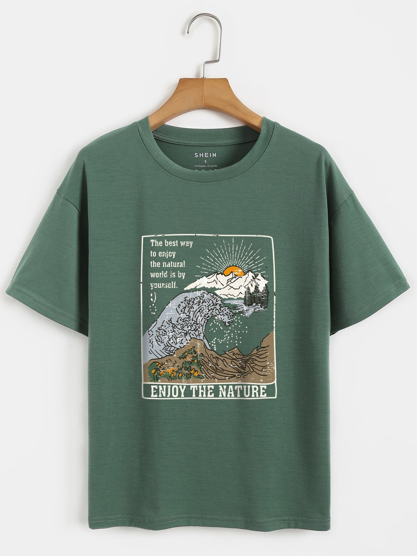 Waves And Slogan Graphic Casual T-shirt