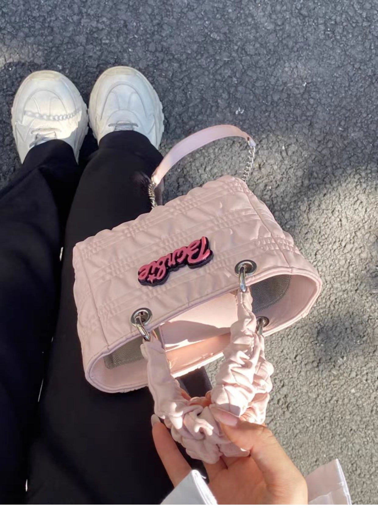 Barbie Pleated Chain Shoulder Handbag