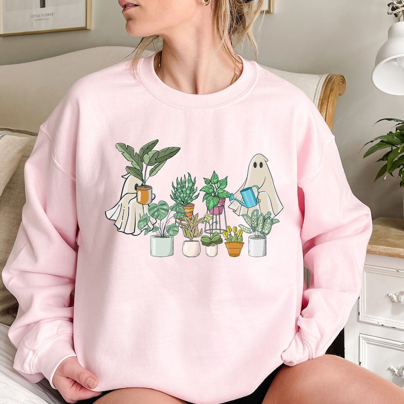 Halloween Ghost Plant Lady Sweatshirt