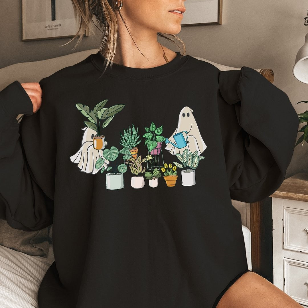 Halloween Ghost Plant Lady Sweatshirt