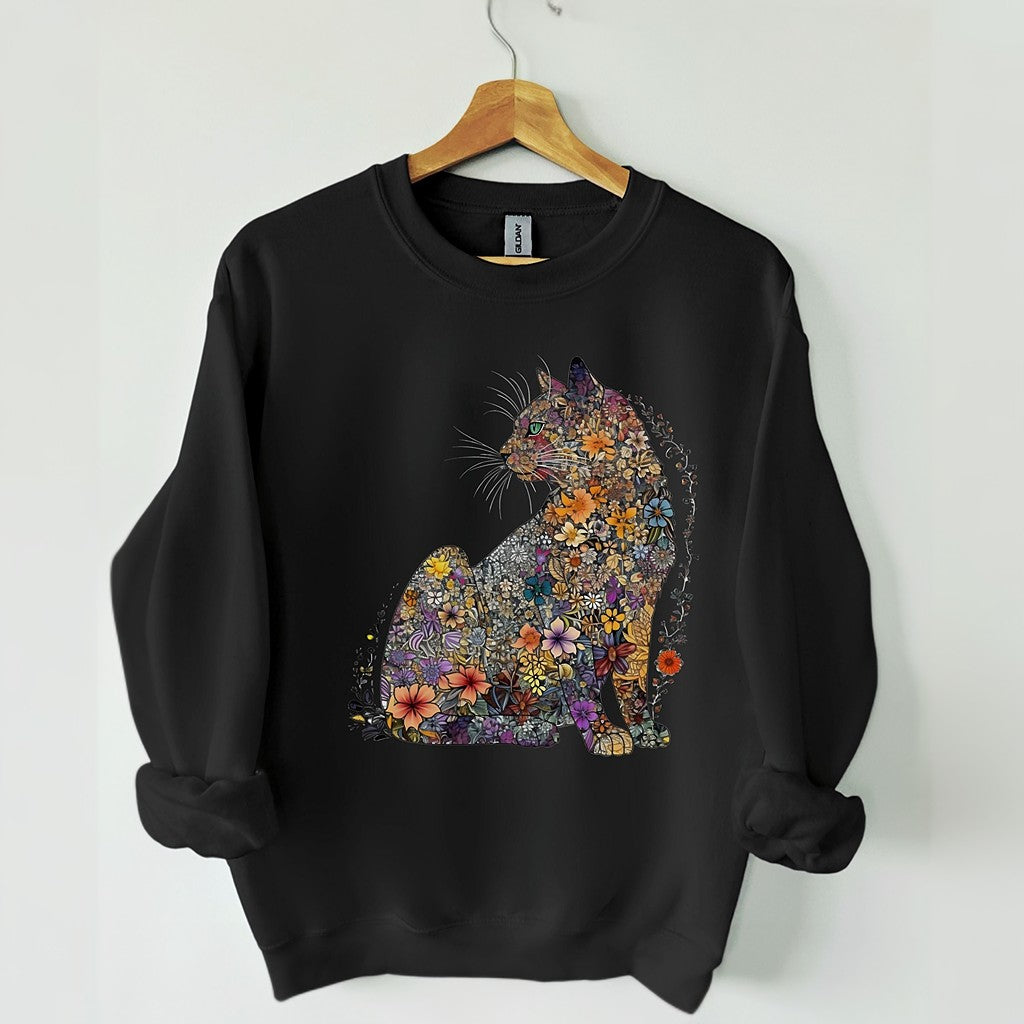 Floral Cat Mom Cat Lover Sweatshirt