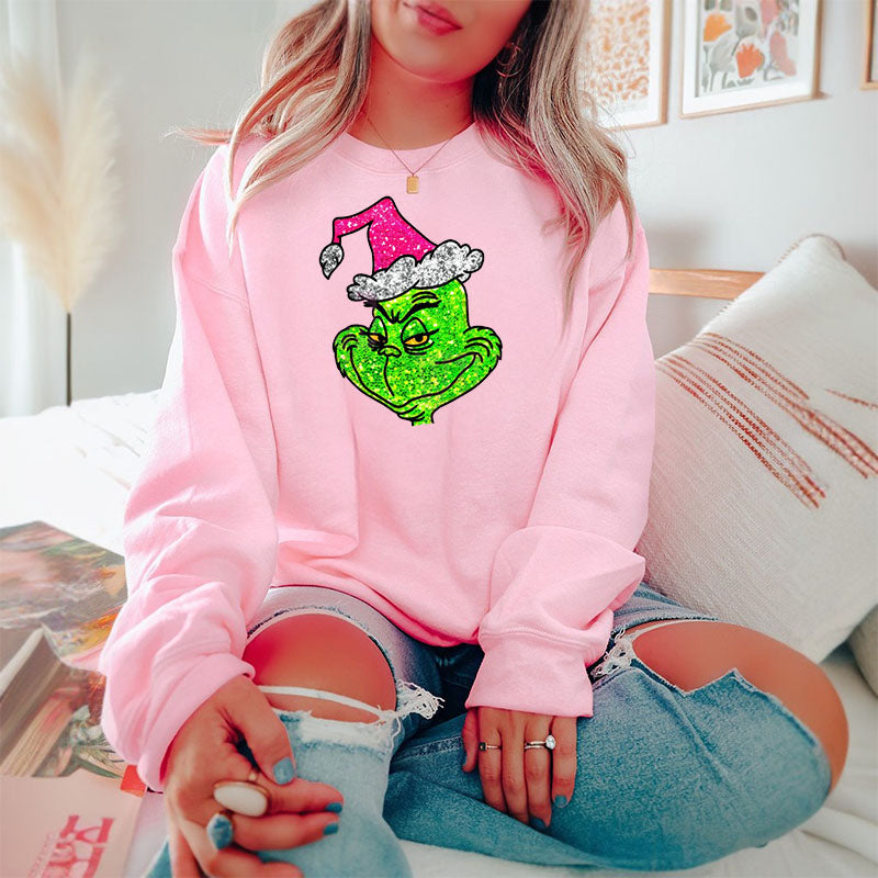 Glitter Christmas Print Sweatshirt