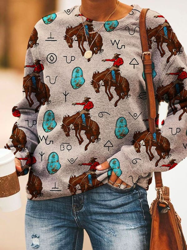 Fashion Print Long-Sleeved Sweatshirt