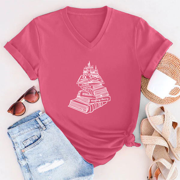 Hogwarts School Magical Book Castle Print T-shirt