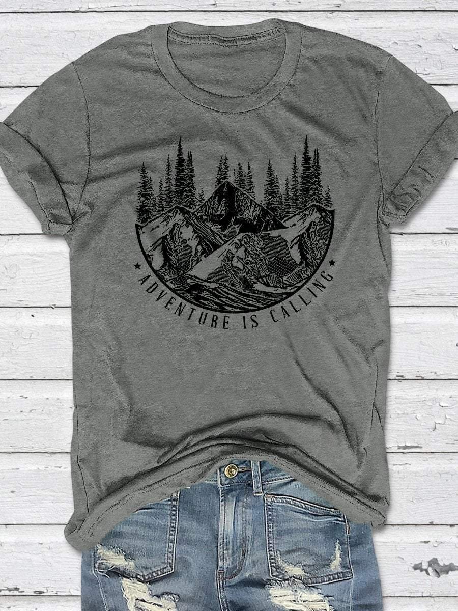 Adventure Is Calling Print Short Sleeve T-shirt