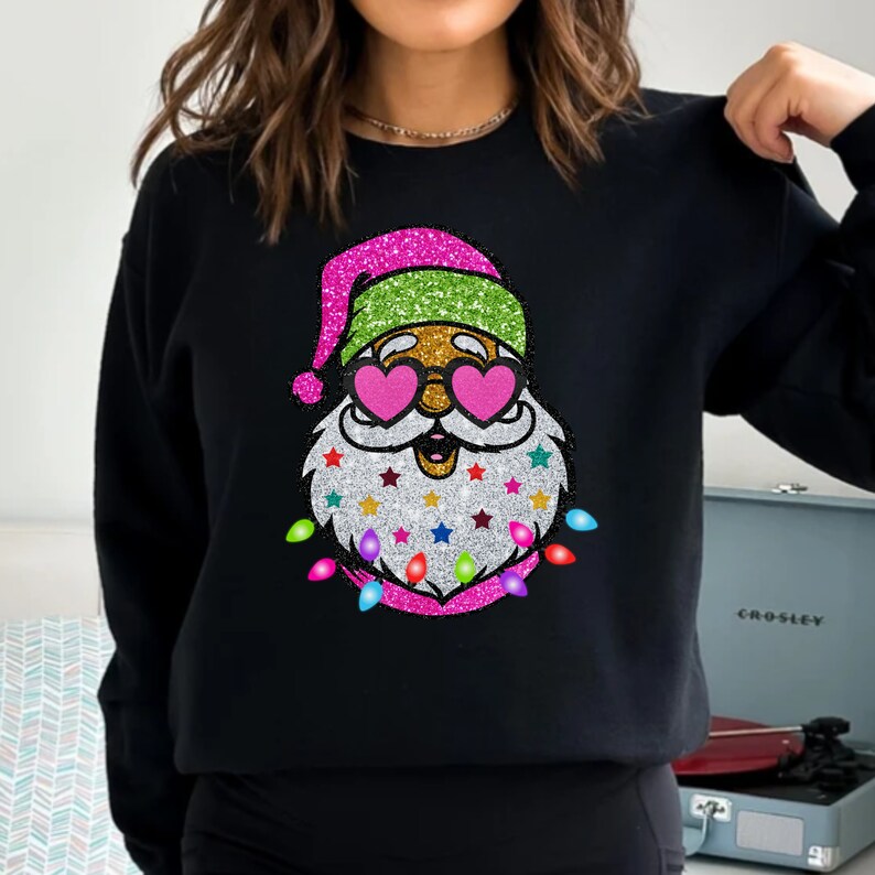 Santa with Sunglasses Trendy Sweatshirt