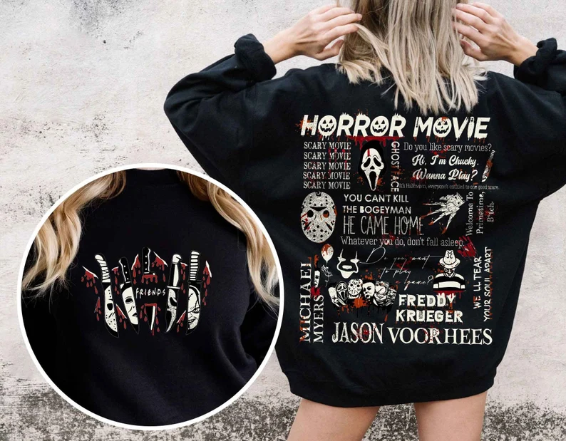 Vintage Halloween Horror Character 2-sided Sweatshirt