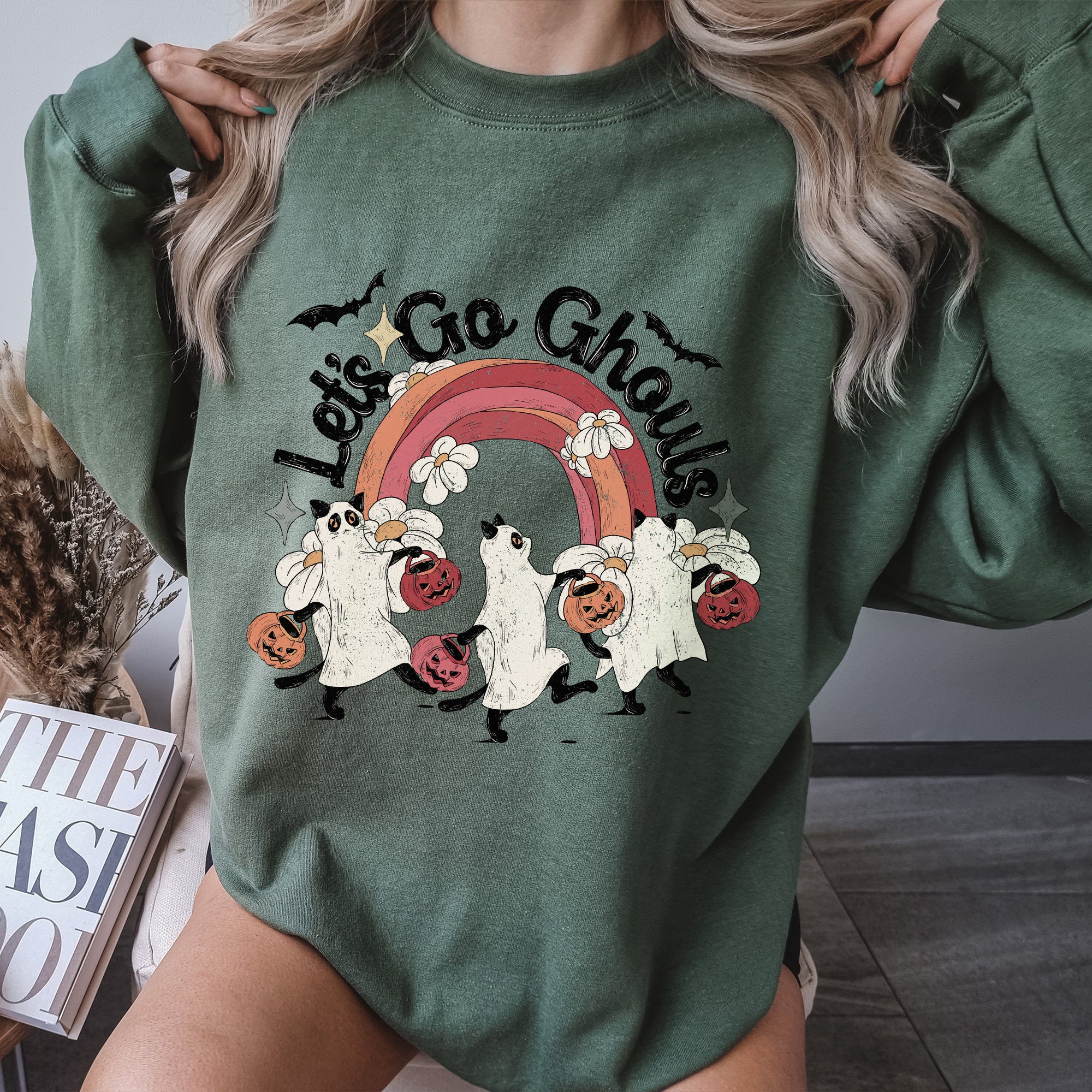 Black Cat Ghost Halloween Sweatshirt